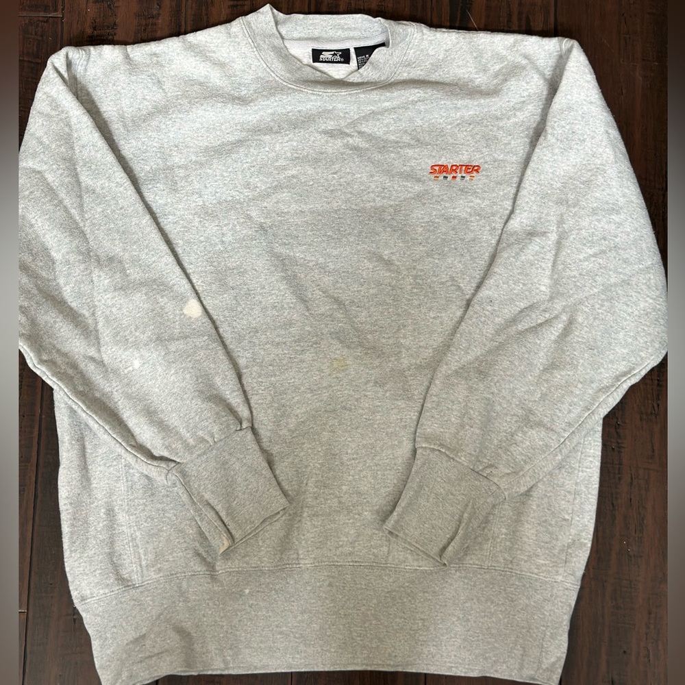 STARTER Gray Crewneck Sweater with Ribbed Cuffs